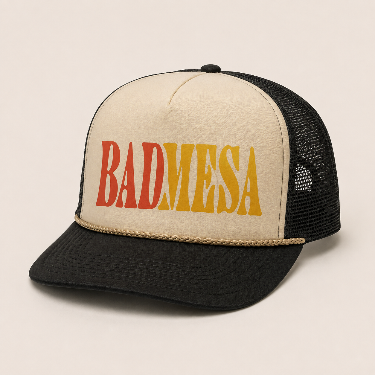 Retro Psych Hat — Tan / Black Tan / Black